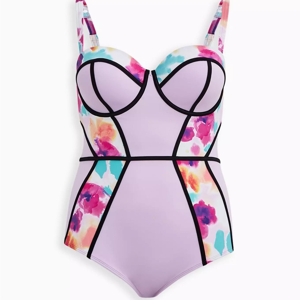Torrid Slim Fix Underwire Colorblock Swimsuit